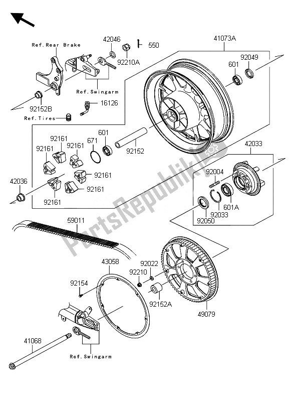 Tutte le parti per il Mozzo Posteriore del Kawasaki VN 1700 Classic ABS 2011