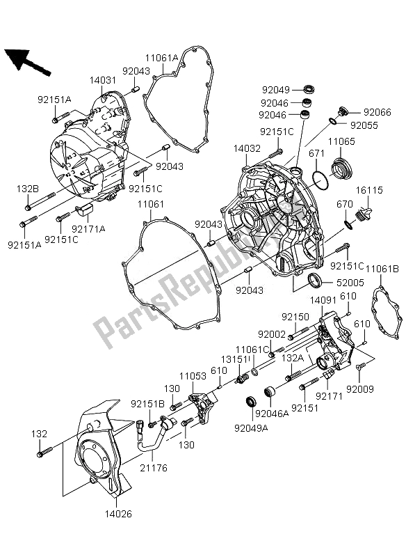 All parts for the Engine Cover of the Kawasaki Versys ABS 650 2011