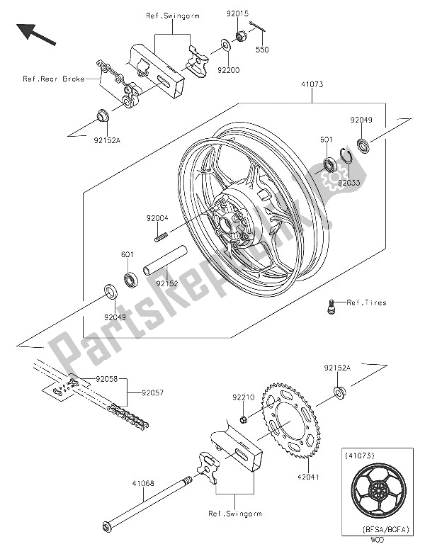 Tutte le parti per il Mozzo Posteriore del Kawasaki Ninja 250 SL ABS 2016