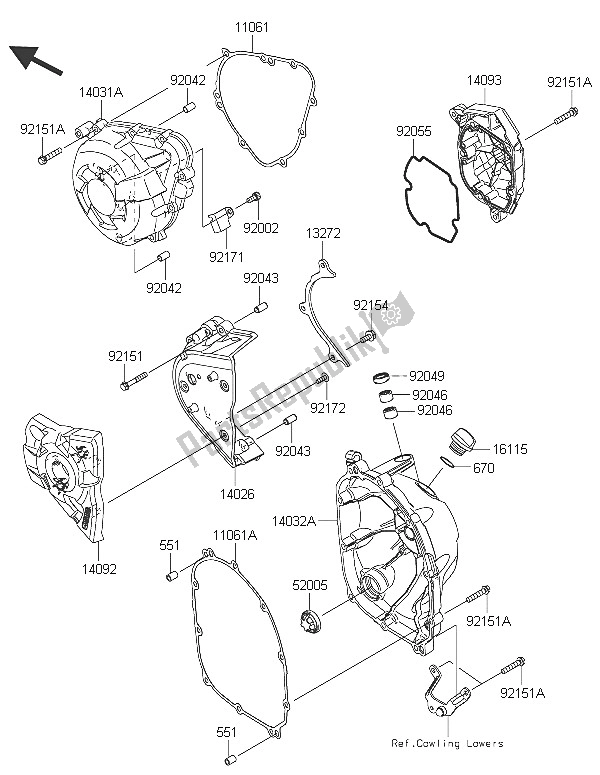 Toutes les pièces pour le Capot (s) Moteur du Kawasaki Z 1000 2016