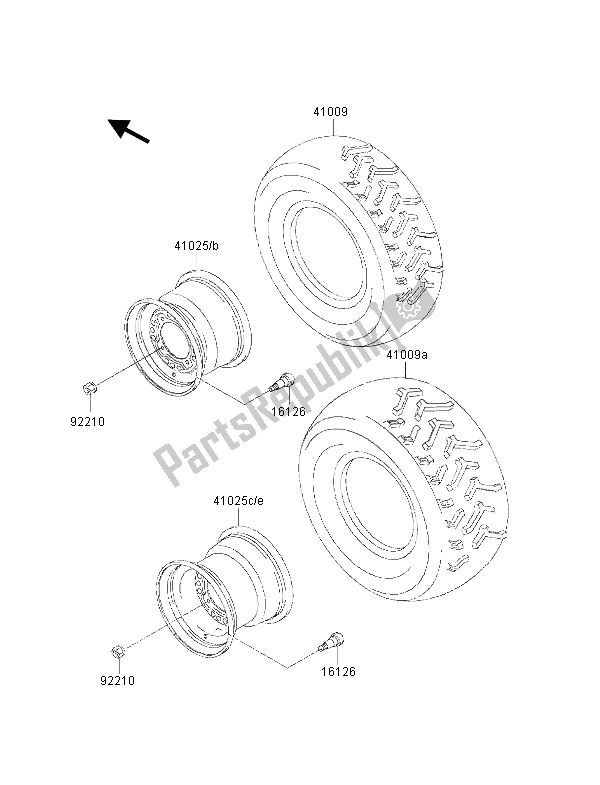 Tutte le parti per il Pneumatici del Kawasaki KVF 400 2001