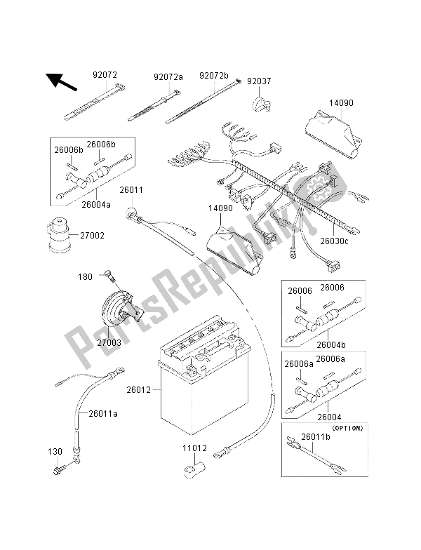 Todas las partes para Equipo Eléctrico Del Chasis de Kawasaki KVF 400 2002