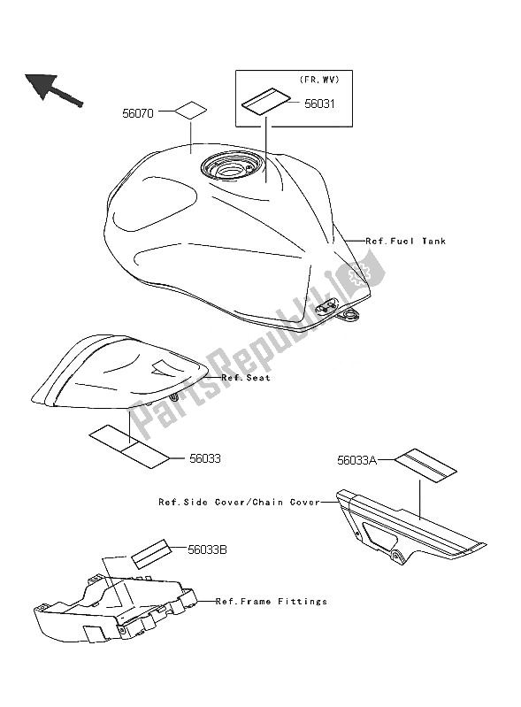 Toutes les pièces pour le Étiquettes du Kawasaki Z 750 2005