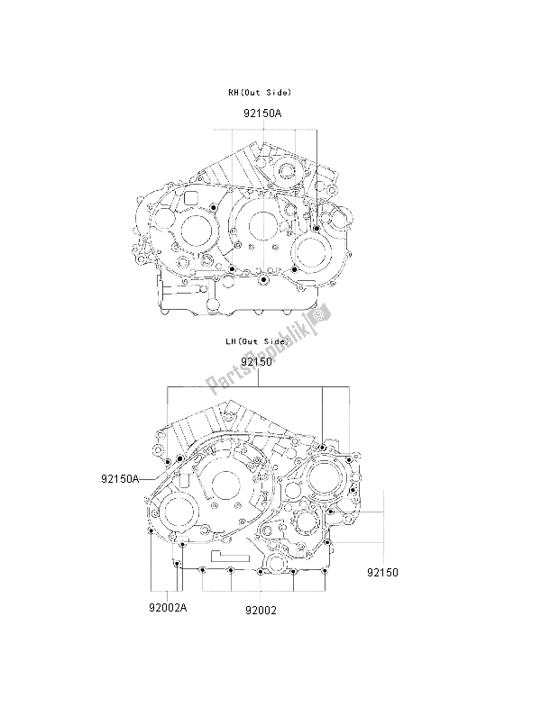 Todas las partes para Patrón De Perno Del Cárter de Kawasaki VN 1500 Drifter 2002