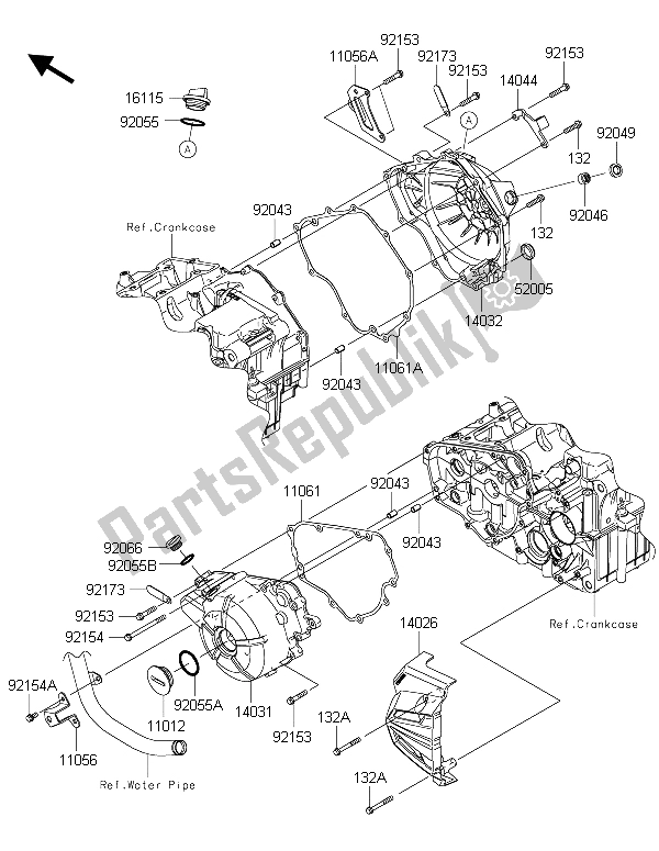 All parts for the Engine Cover(s) of the Kawasaki Ninja 300 2015