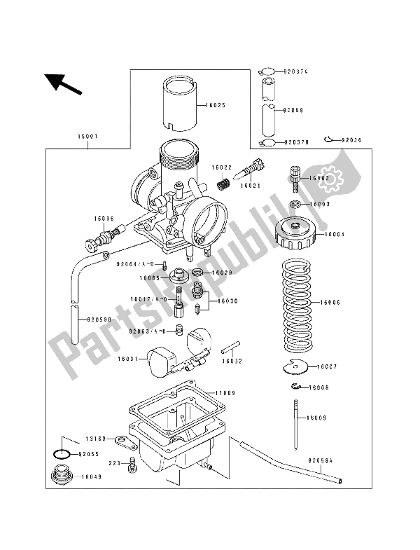 All parts for the Carburetor of the Kawasaki KX 60 1991