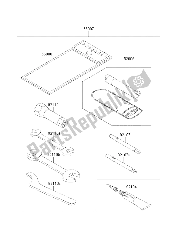 Alle onderdelen voor de Eigenaars Tools van de Kawasaki KVF 400 2001