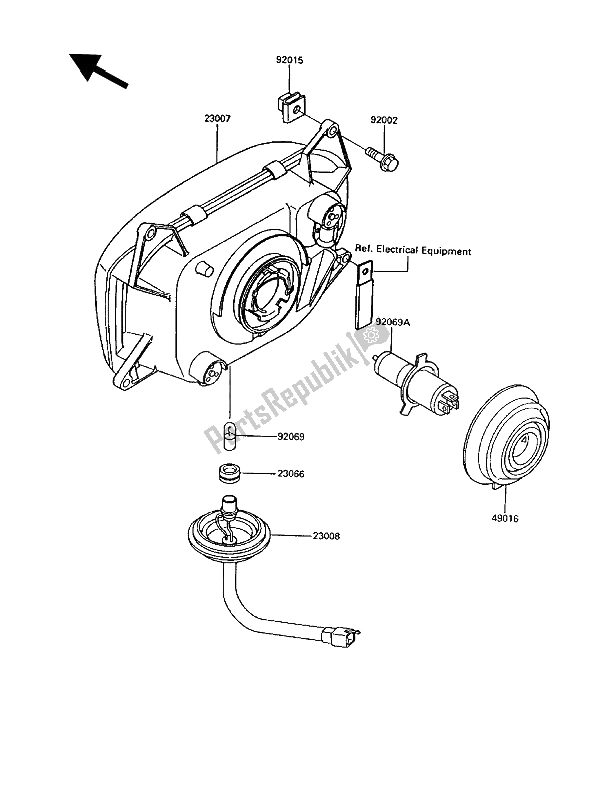 All parts for the Headlight(s) (uk) of the Kawasaki 1000 GTR 1994