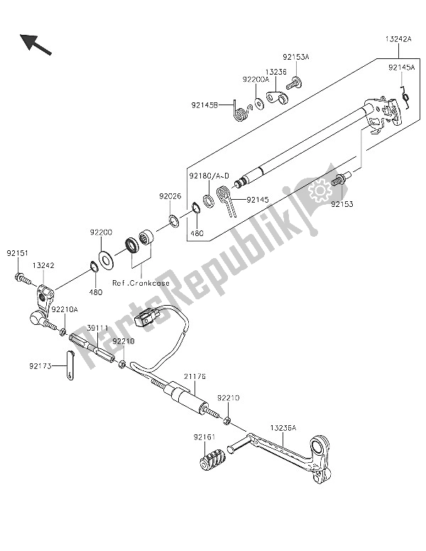 Alle onderdelen voor de Schakelmechanisme van de Kawasaki Ninja H2R 1000 2016