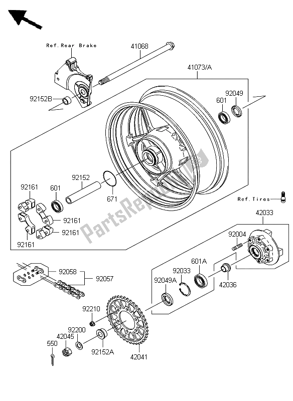 Todas las partes para Buje Trasero de Kawasaki Z 750 ABS 2008