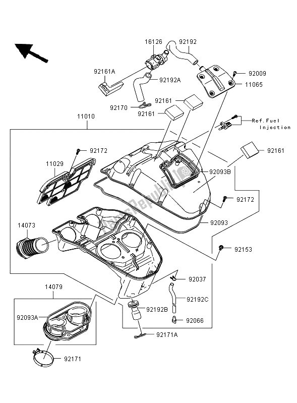 Alle onderdelen voor de Luchtfilter van de Kawasaki ER 6F 650 2008