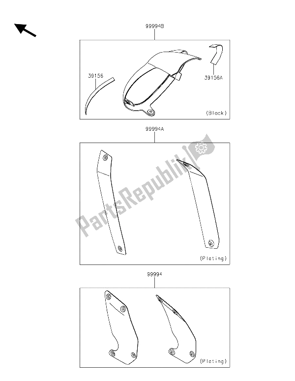 All parts for the Accessory (outer Cover) of the Kawasaki Vulcan S ABS 650 2015