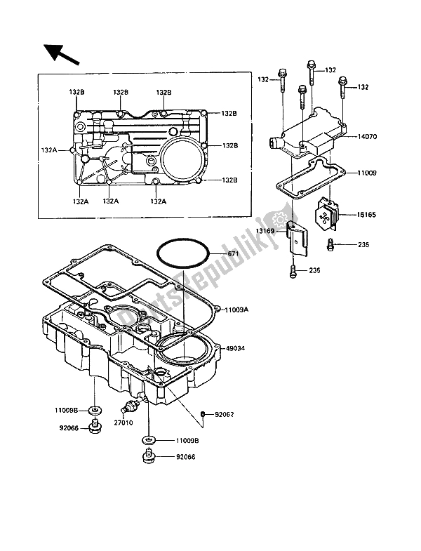 Todas las partes para Tapa Del Respiradero Y Cárter De Aceite de Kawasaki 1000 GTR 1986