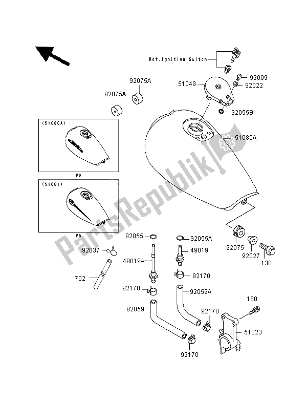 Toutes les pièces pour le Réservoir D'essence du Kawasaki EL 252 1997