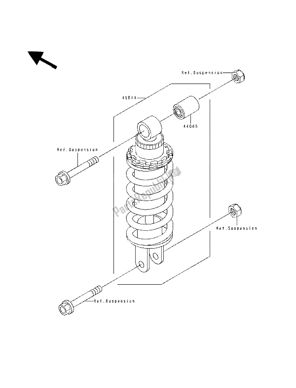 All parts for the Shock Absorber of the Kawasaki ZZ R 600 1990