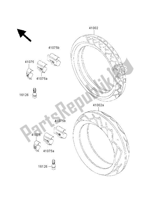 All parts for the Tires of the Kawasaki 1000 GTR 2000