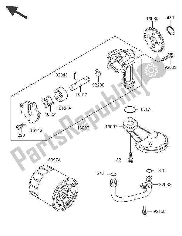 Tutte le parti per il Pompa Dell'olio del Kawasaki KLE 500 2005