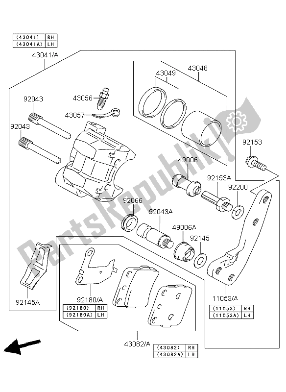 All parts for the Front Brake of the Kawasaki KFX 400 2004