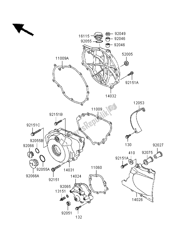 All parts for the Engine Covers of the Kawasaki ER 5 500 1997