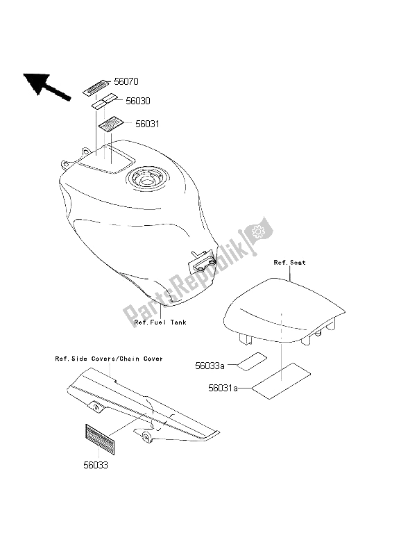 All parts for the Labels of the Kawasaki Ninja ZX 6R 600 2001