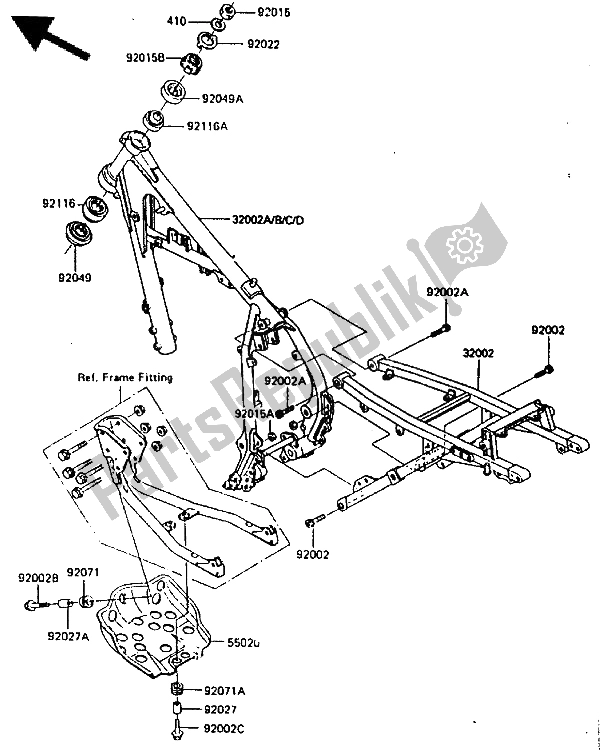 Toutes les pièces pour le Cadre du Kawasaki KLR 600 1986