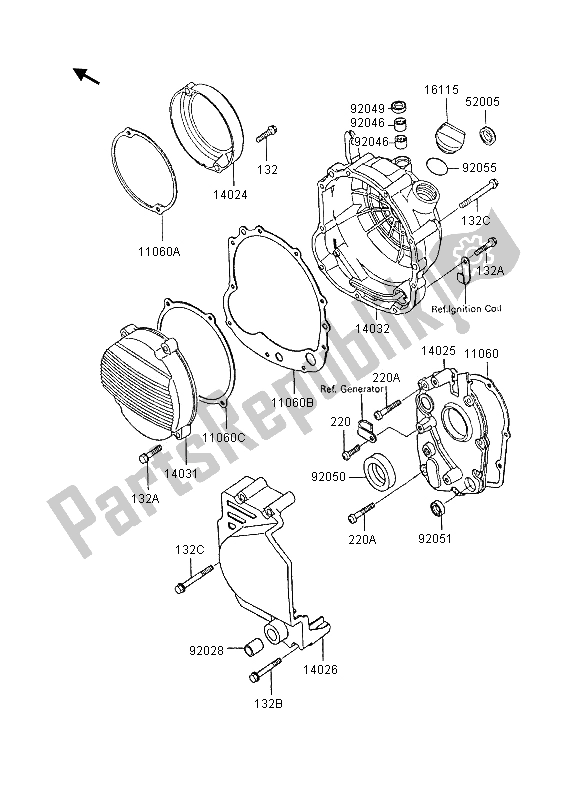 Tutte le parti per il Coperture Del Motore del Kawasaki GPX 600R 1995