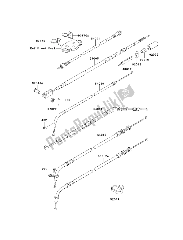 Tutte le parti per il Cavo del Kawasaki EN 500 1993