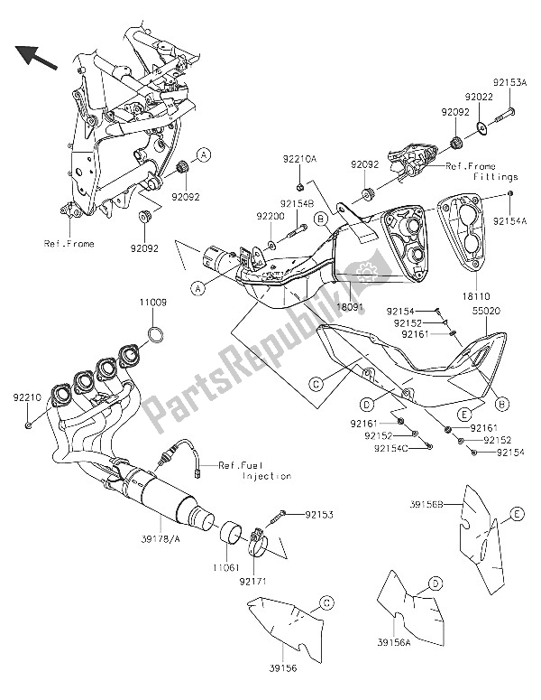 All parts for the Muffler(s) of the Kawasaki Z 800 2016