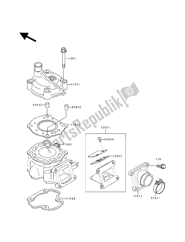 Tutte le parti per il Testata E Cilindro del Kawasaki KX 60 1992