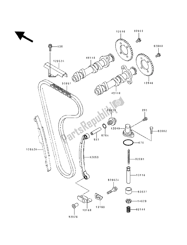 Tutte le parti per il Albero A Camme (s) E Tenditore del Kawasaki EL 250E 1994