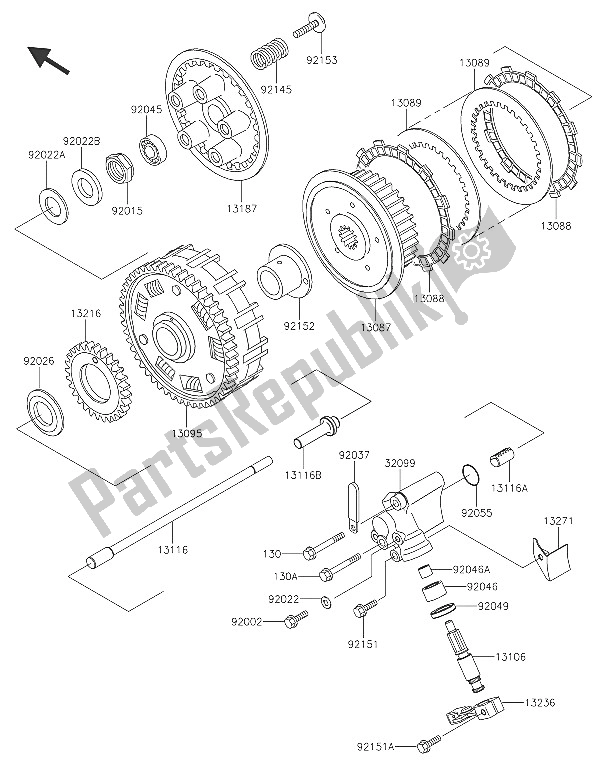 All parts for the Clutch of the Kawasaki W 800 2016