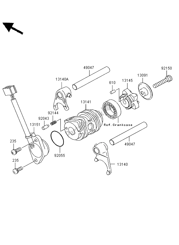 Tutte le parti per il Tamburo Cambio E Forcella Del Cambio del Kawasaki KLX 110 2003