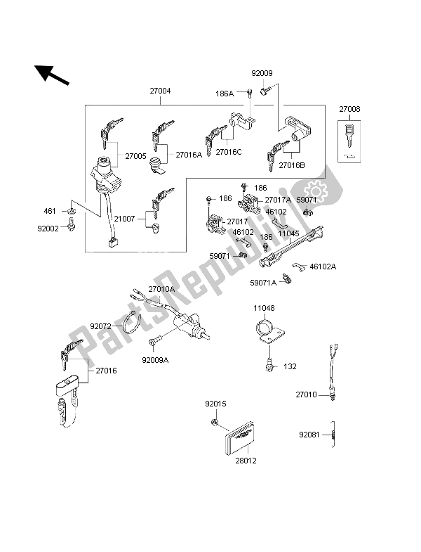 All parts for the Ignition Switch of the Kawasaki 1000 GTR 1997