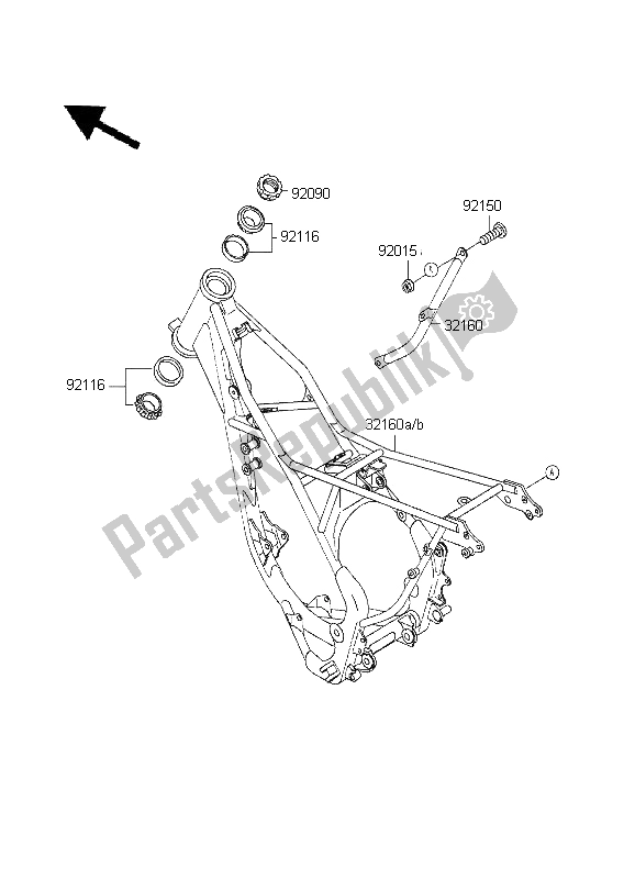 Tutte le parti per il Telaio del Kawasaki KX 80 SW LW 1995