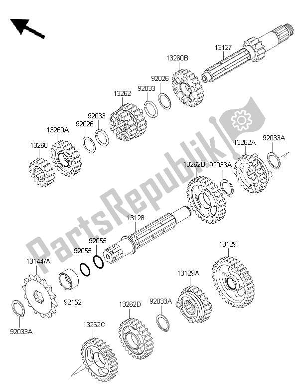 All parts for the Transmission of the Kawasaki KX 85 LW 2015