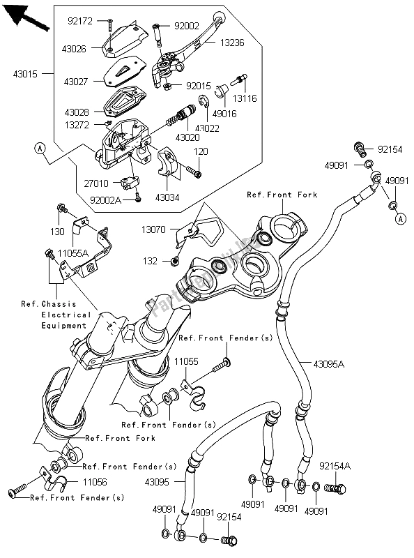 Toutes les pièces pour le Maître-cylindre Avant du Kawasaki ER 6F 650 2012