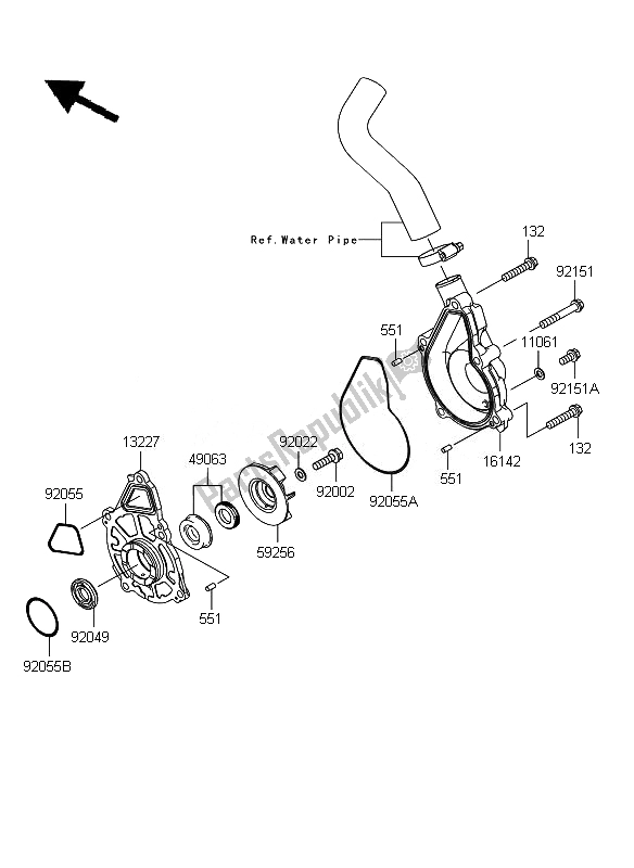 Tutte le parti per il Pompa Dell'acqua del Kawasaki ER 6F ABS 650 2010