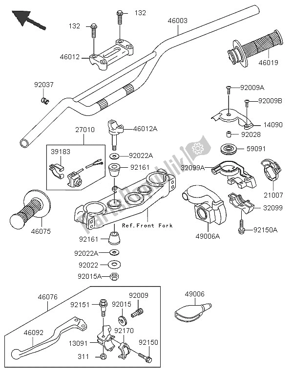 Todas las partes para Manillar de Kawasaki KX 125 2005