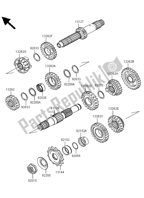 All parts for the Transmission of the Kawasaki KLX 450R 2010