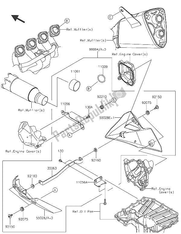 Tutte le parti per il Accessorio (pancia) del Kawasaki Z 800 ABS 2016