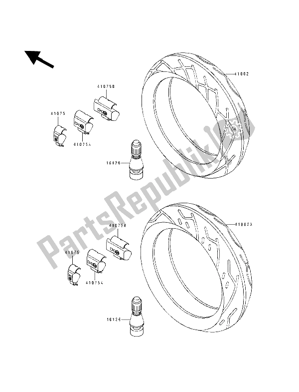 Tutte le parti per il Pneumatico del Kawasaki ZZ R 600 1992