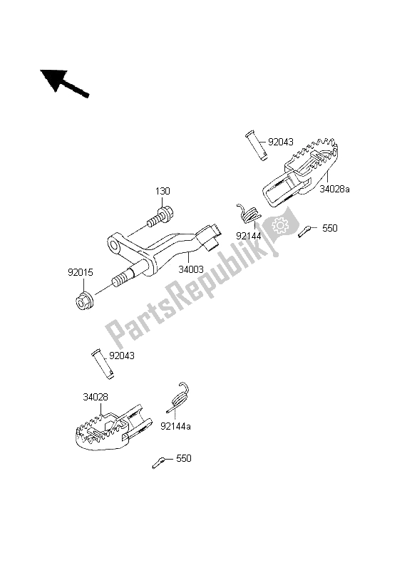 All parts for the Footrests of the Kawasaki KLX 250R 1995