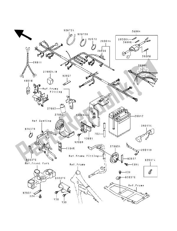 Tutte le parti per il Materiale Elettrico del Kawasaki Tengai 650 1990