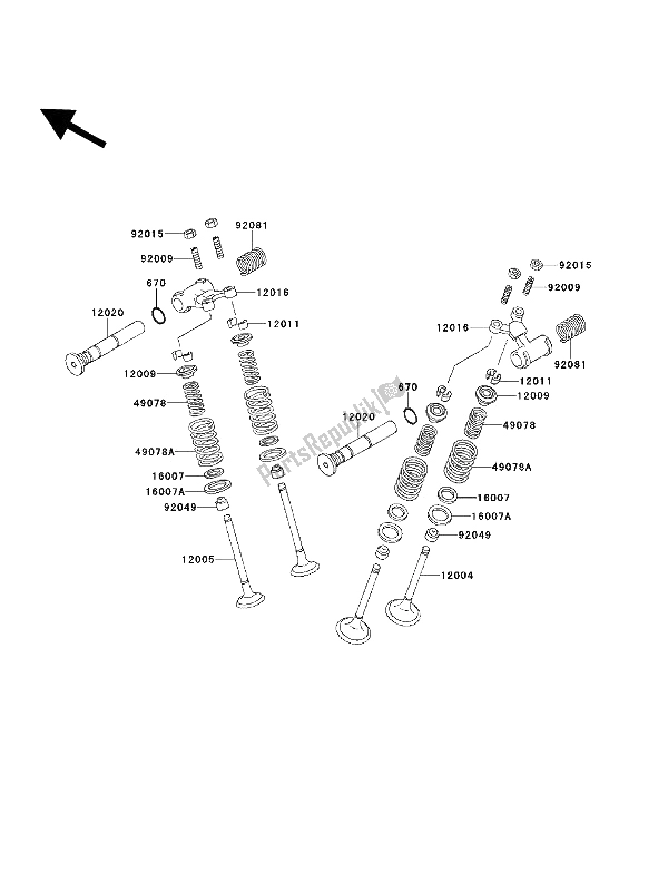 Wszystkie części do Zawór Kawasaki EN 500 1993