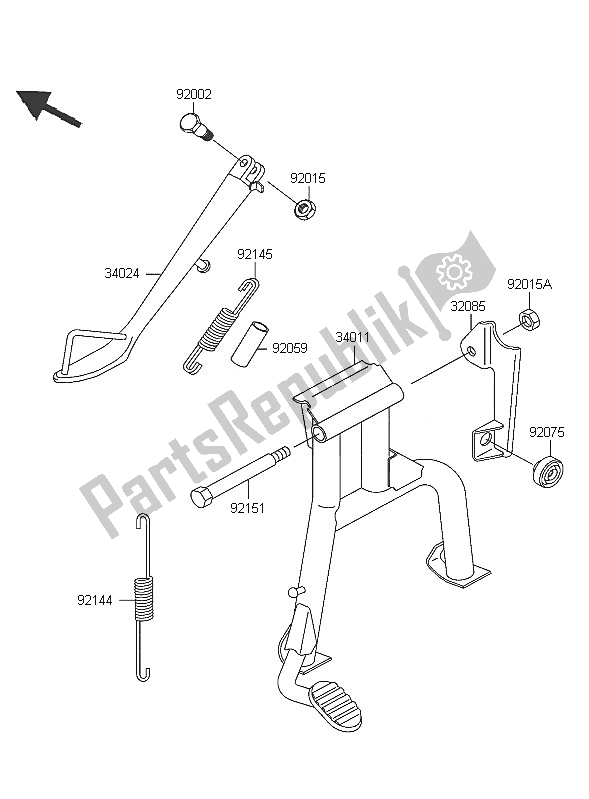 All parts for the Stand of the Kawasaki ER 5 500 2005