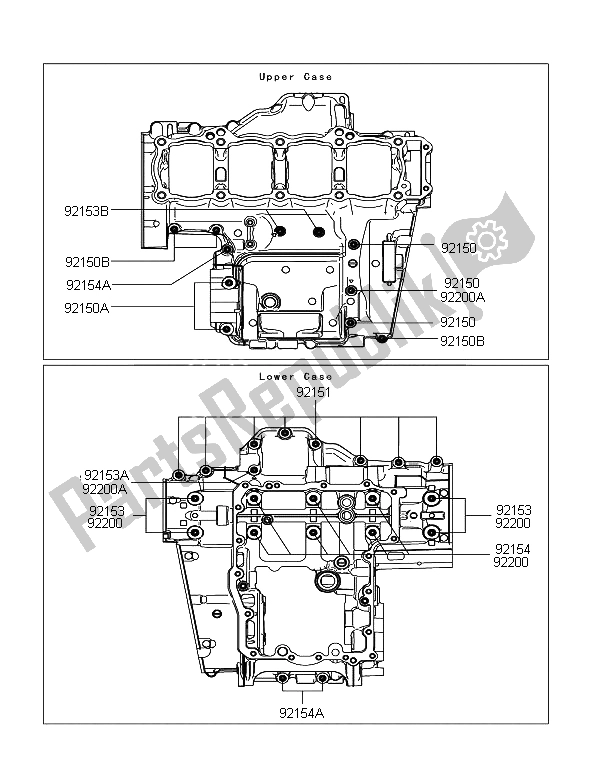 Tutte le parti per il Modello Del Bullone Del Basamento del Kawasaki Z 1000 SX 2011