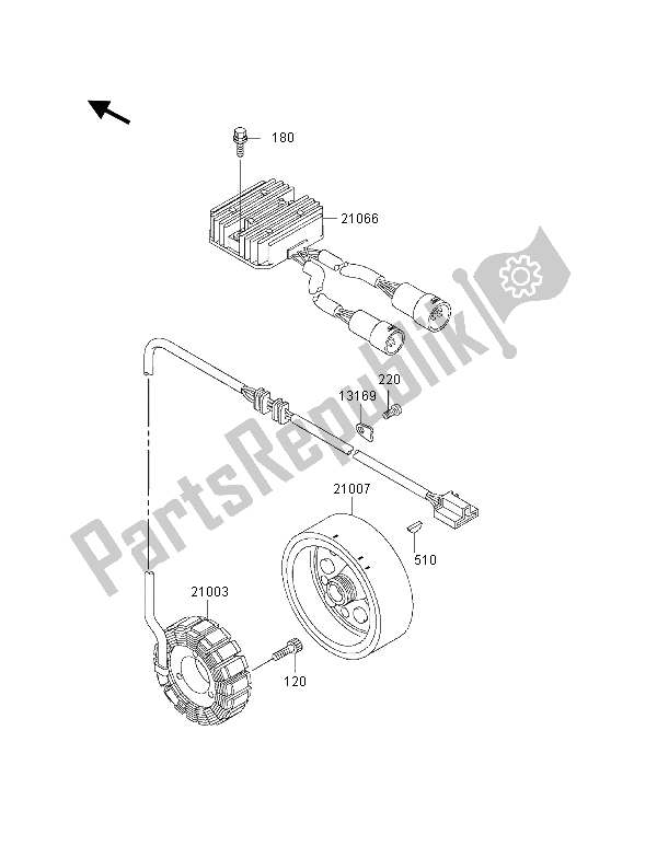 All parts for the Generator of the Kawasaki KVF 400 4X4 2001