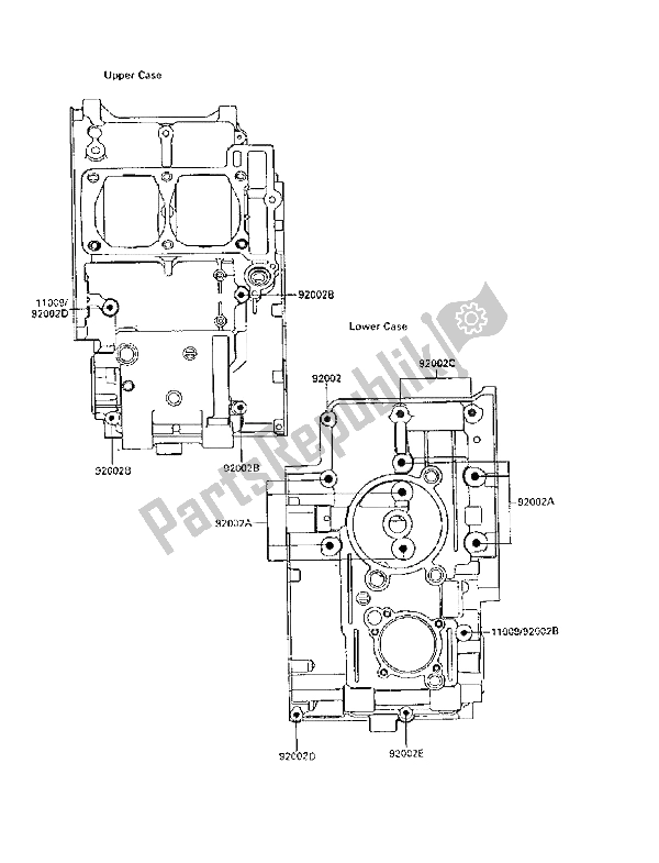 Tutte le parti per il Modello Del Bullone Del Basamento del Kawasaki GPX 250R 1989