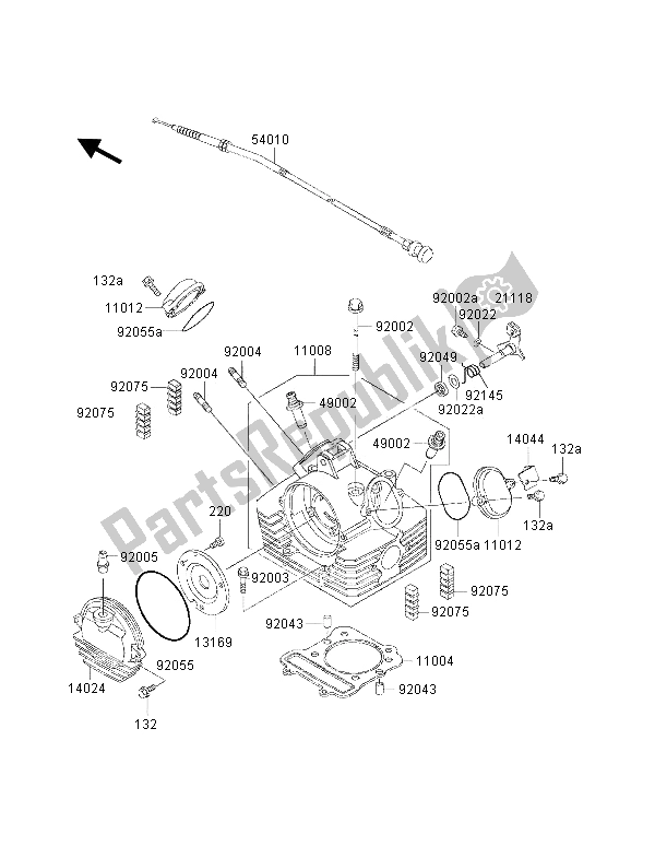 All parts for the Cylinder Head of the Kawasaki KVF 300 2001