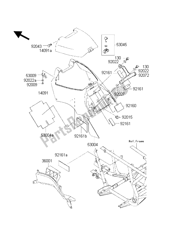 Tutte le parti per il Coperture Laterali del Kawasaki KVF 650 2002